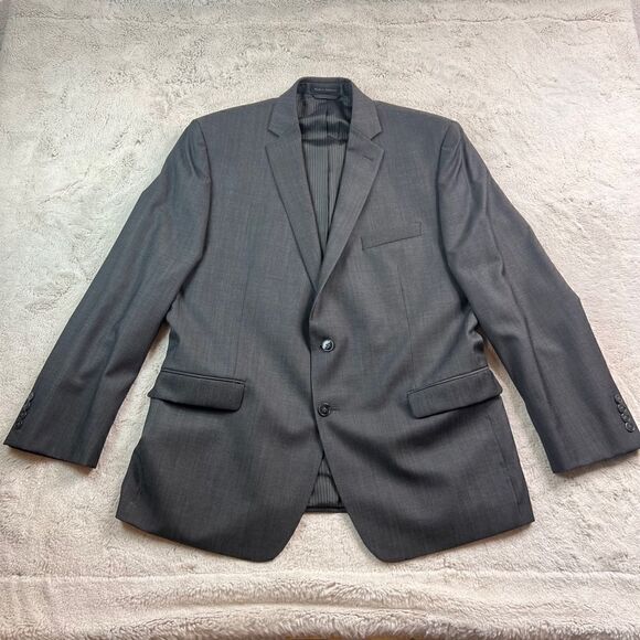Calvin Klein Blazer Jacket Mens Size 44 Regular 100% Wool Sport Coat Grey - Picture 1 of 10
